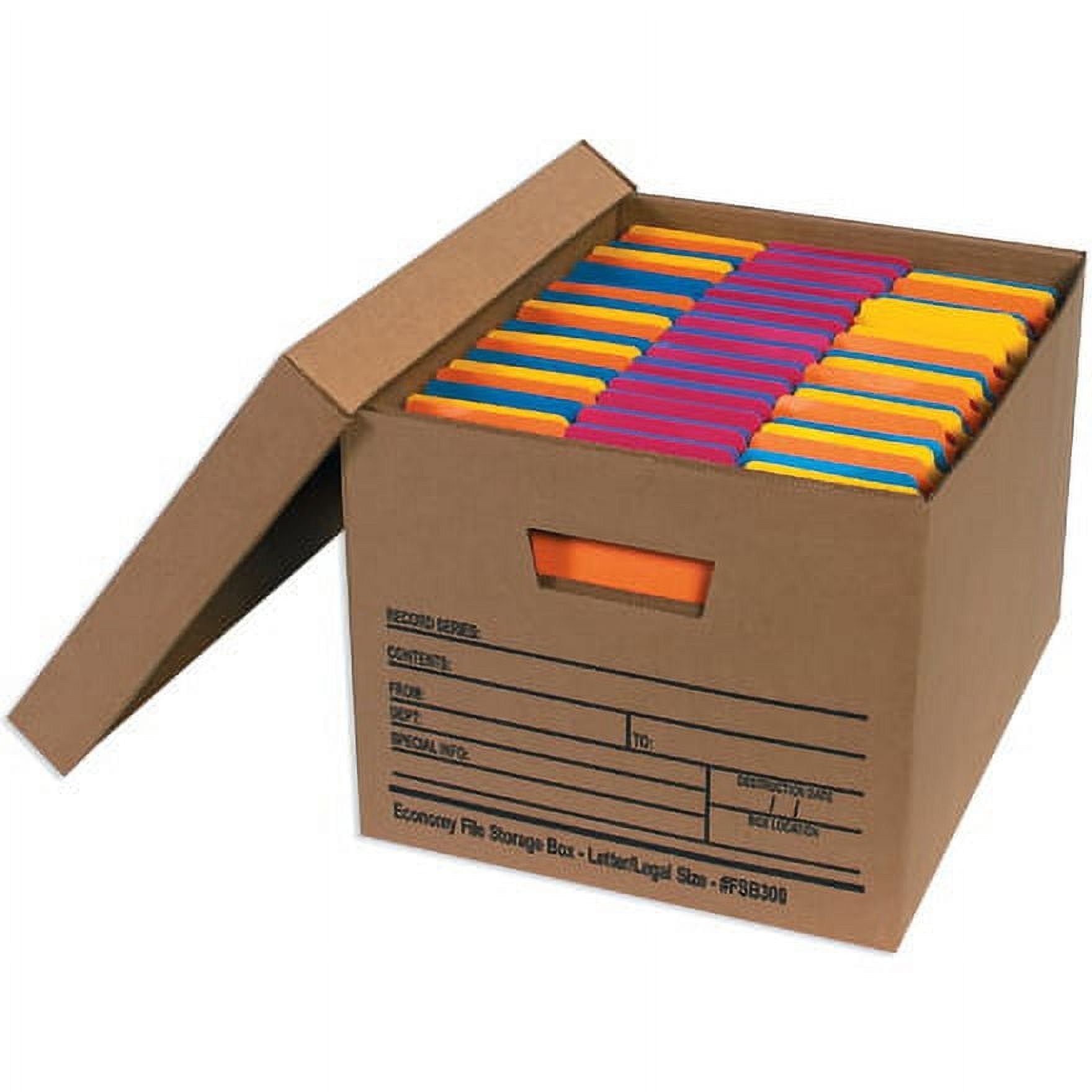 Brown Cardboard Rectangular File Storage Boxes with Lids - 15" x 12" x 10", Case of 12
