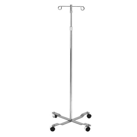 Economy I.V. Pole 4 Leg with Removable Top 2 Hook