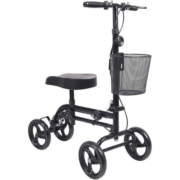Economy Knee Walker Scooter Adjustable 4 Wheel W/Knee Support and Basket