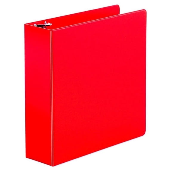 Economy Non-View Round Ring Binder, 3 Rings, 3" Capacity, 11 X 8.5, Red | Bundle of 10 Each