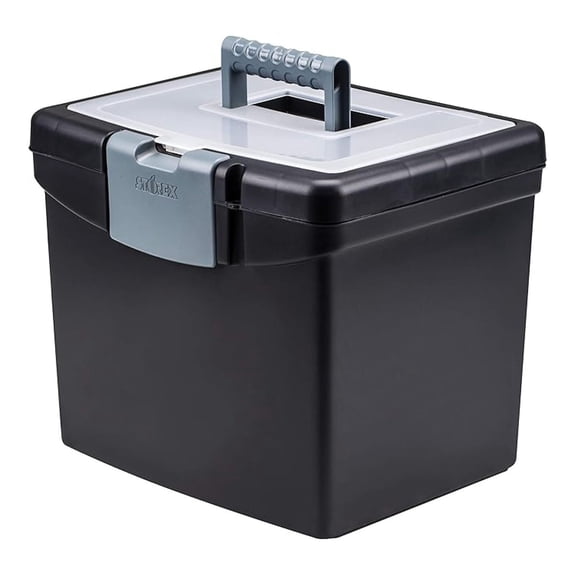 Economy Portable File Box for Letter Size Hanging Files, Black (61502U01C)