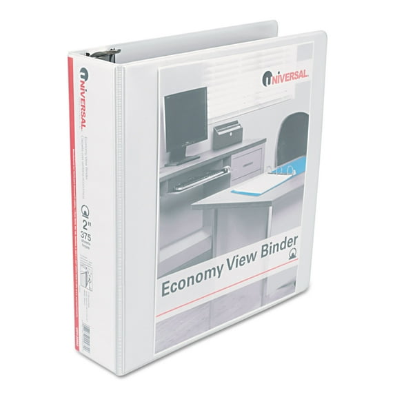 Economy Round Ring View Binder, 3 Rings, 2" Capacity, 11 x 8.5, White, 6/Pack