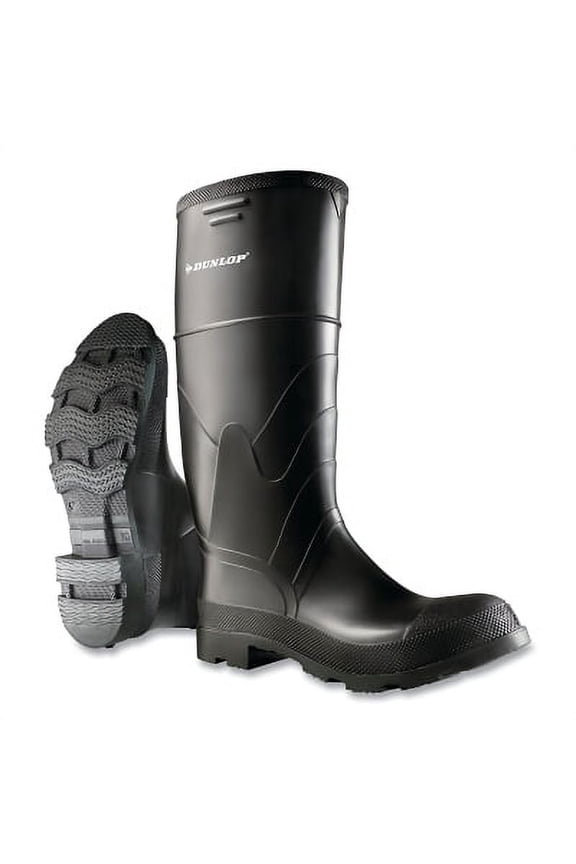 Economy Steel Toe/Midsole Rubber Boots, Men's 11, 16 in Boot, PVC, Black