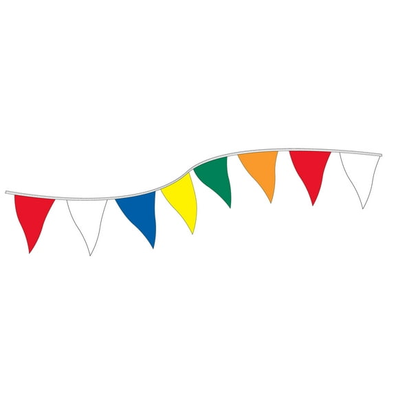SSWBasics Economy Triangle Pennant - Multi-Colored - 120'L- Decorative Pennant Flags Durable Pennant Flags on a String for Patriotic Celebrations and Events