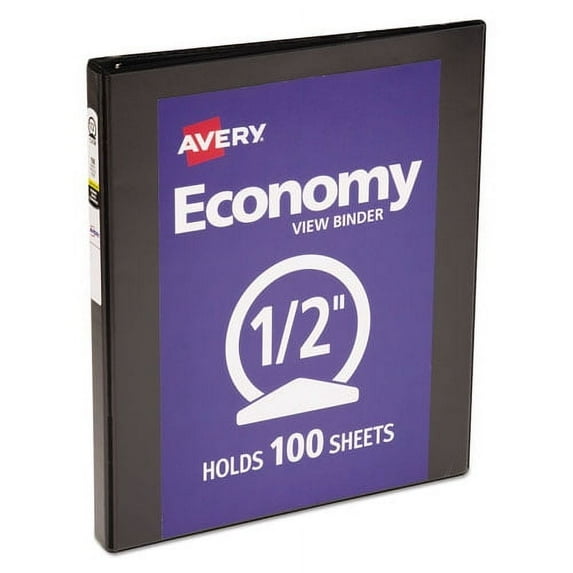 "Economy View Binder With Round Rings , 3 Rings, 0.5"" Capacity, 11 X 8.5, Black, (5705) | Bundle of 10 Each"