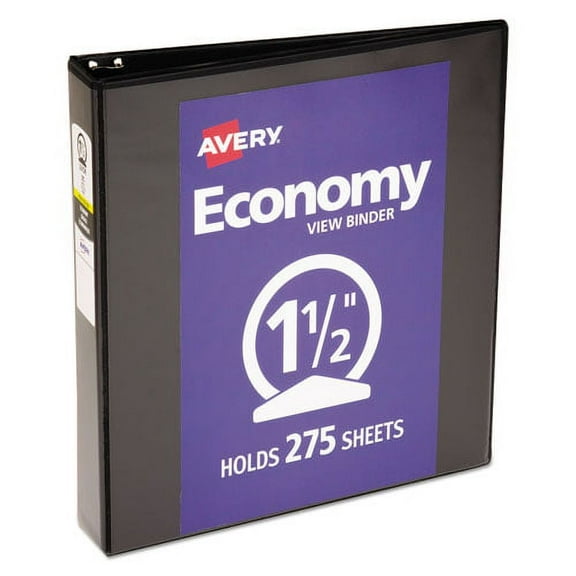 Economy View Binder With Round Rings , 3 Rings, 1.5" Capacity, 11 X 8.5, Black, (5725) | Bundle of 2 Each