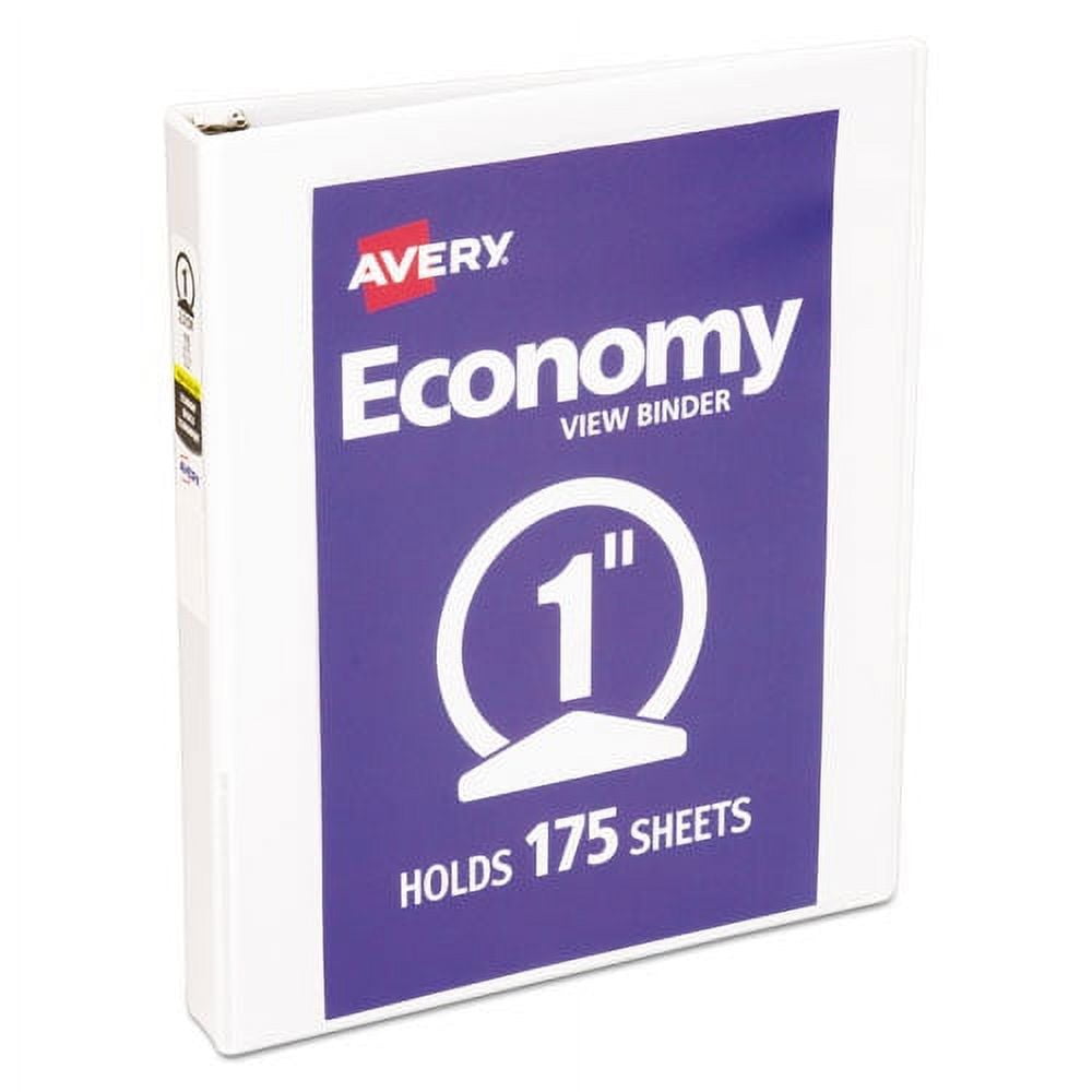 "Economy View Binder With Round Rings , 3 Rings, 1"" Capacity, 11 X 8.5, White, (5711) | Bundle of 2 Each"