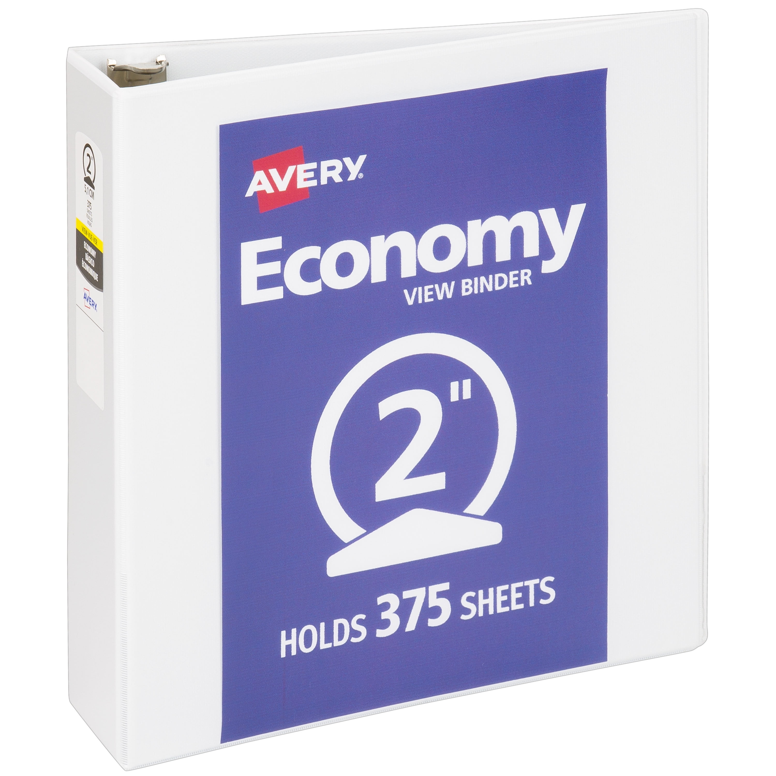 "Economy View Binder With Round Rings , 3 Rings, 2"" Capacity, 11 X 8.5, White, (5731) | Bundle of 5"