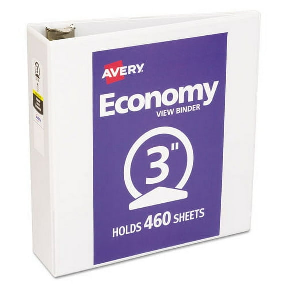 "Economy View Binder With Round Rings , 3 Rings, 3"" Capacity, 11 X 8.5, White, (5741) | Bundle of 2 Each"