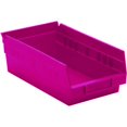 thumbnail image 1 of Economy shelf bin, 11-5/8"W x 6-5/8"D x 4"H, includes (7) divider slots, rear hanglock, molded-in label holder, polypropylene, pink, Made in USA, 1 of 1