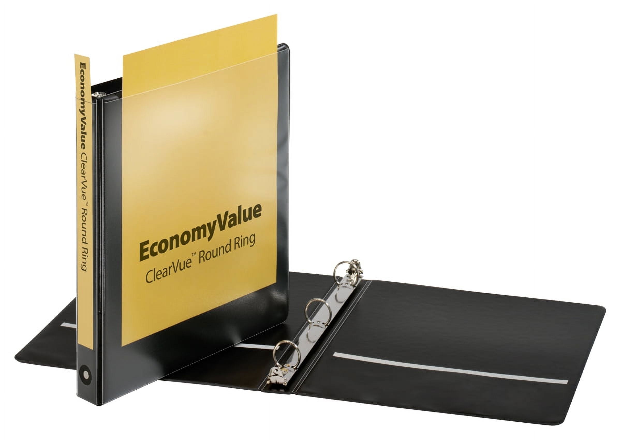 EconomyValue™ ClearVue™ Round Ring Binder, 1", w/o Packaging, Black, 12pk