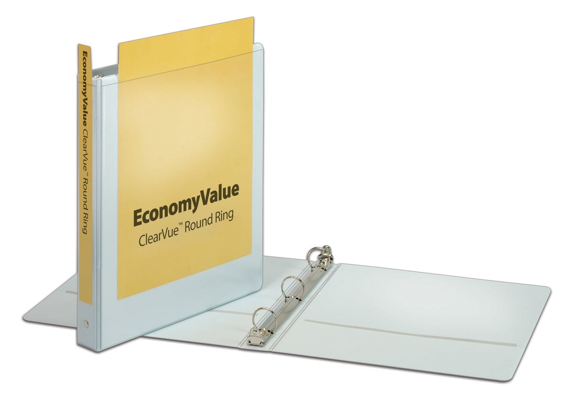 EconomyValue™ ClearVue™ Round Ring Binder, 1", w/o Packaging, White, 12pk
