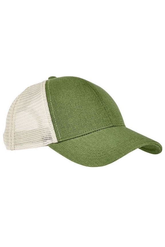 EC7093 Unisex Hemp Eco Trucker Recycled Polyester Mesh Cap - Olive Oyster