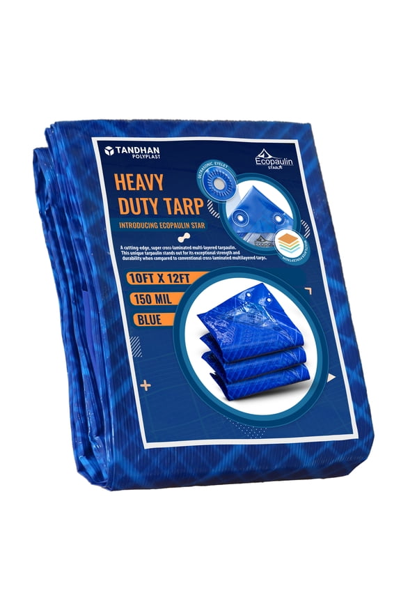 Ecopaulin Star 150GSM/6MILS Tough Weather Resistant Heavy Duty 10' x 12' Tarp Blue