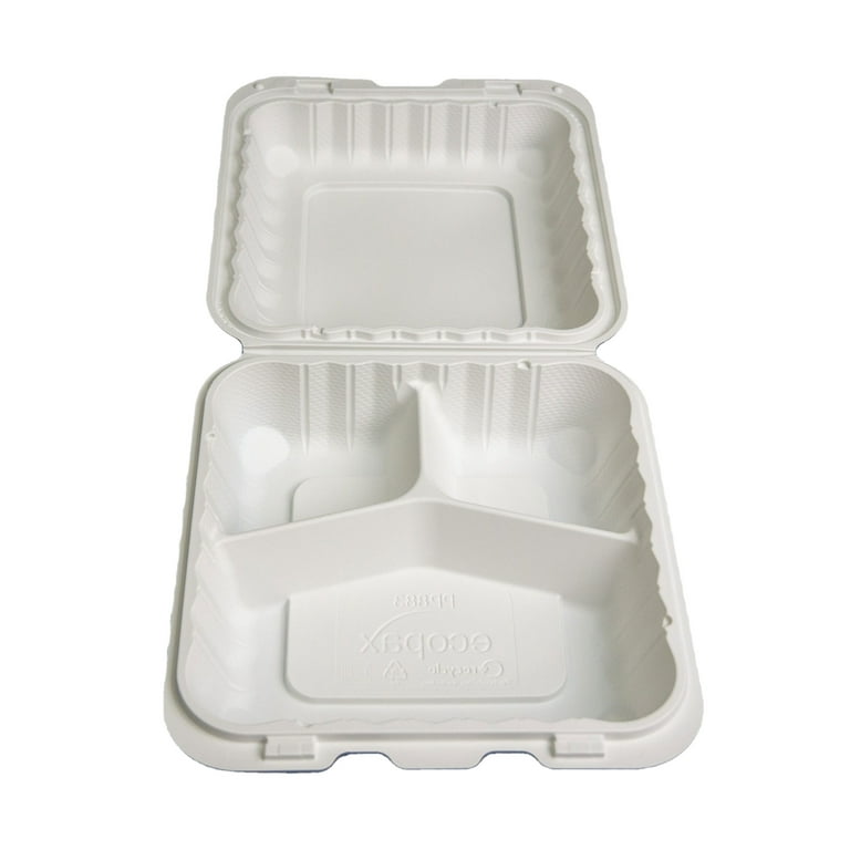 Dixie EcoSmart 3-Compartment Take-Out Container, 9.4 x 9.4, 50/Case, #PTD39950