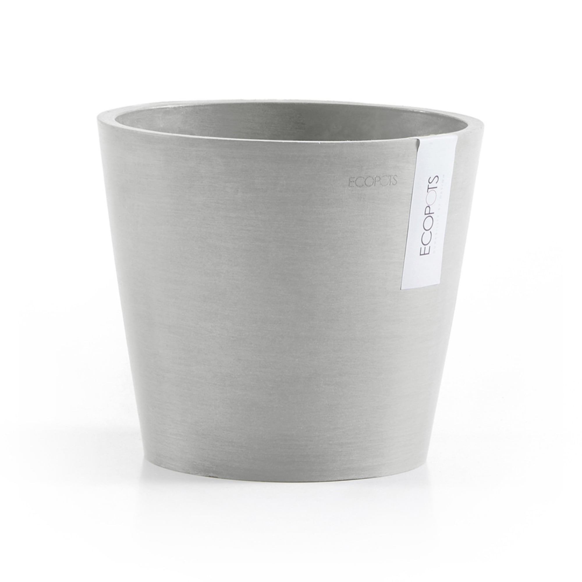 Ecopots 10" x 10" x 9.5" Round White Grey Plastic Plant Planter