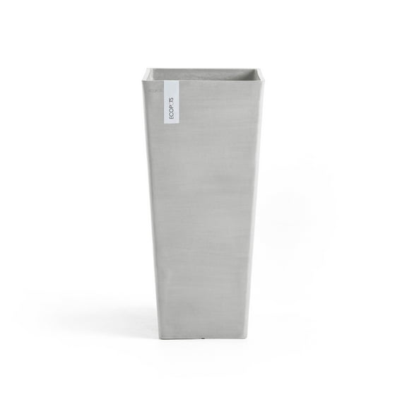 Ecopots 12.6'' x 12.6'' x 27.5'' Rectangular White Gray Plastic Flower Pot with Drainage Holes