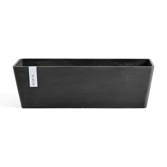 Ecopots 17.75" x 6.5" x 6.5" Rectangular Dark Gray Plastic Plant Pot