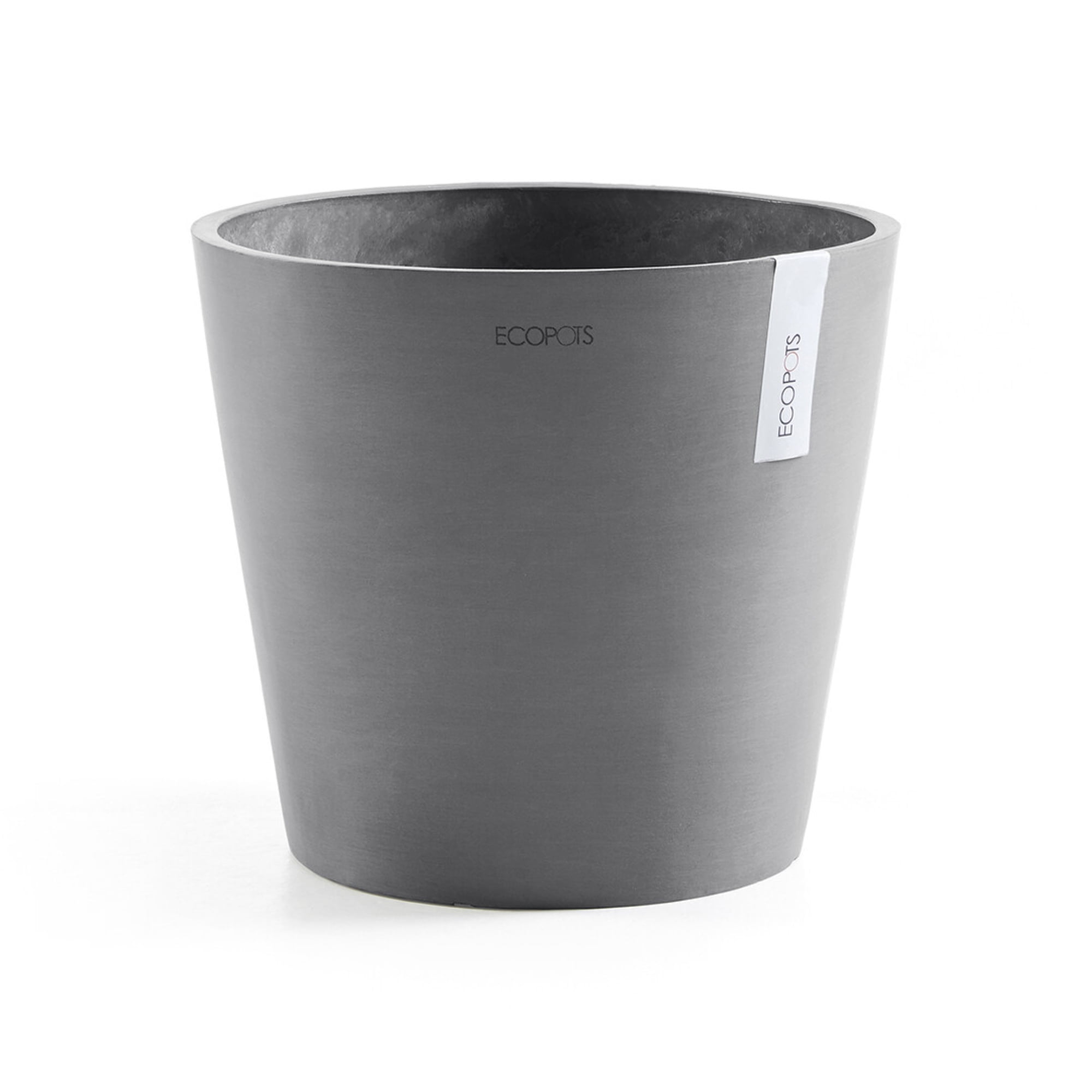 Ecopots Amsterdam Durable Modern Round Indoor/Outdoor Recycled Based Composite Flower Pot Planter, Grey, 16"