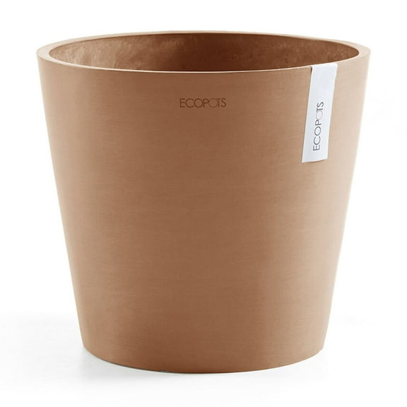 Ecopots Amsterdam Durable Modern Round Indoor/Outdoor Recycled Based Composite Flower Pot Planter, Terracotta Color, 12"