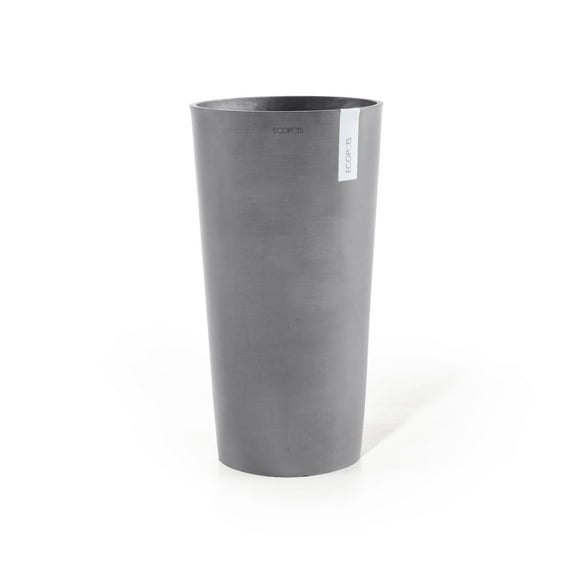 Ecopots Amsterdam Mid High Durable Modern Round Indoor/Outdoor Recycled Based Composite Flower Pot Planter, Grey, 20"