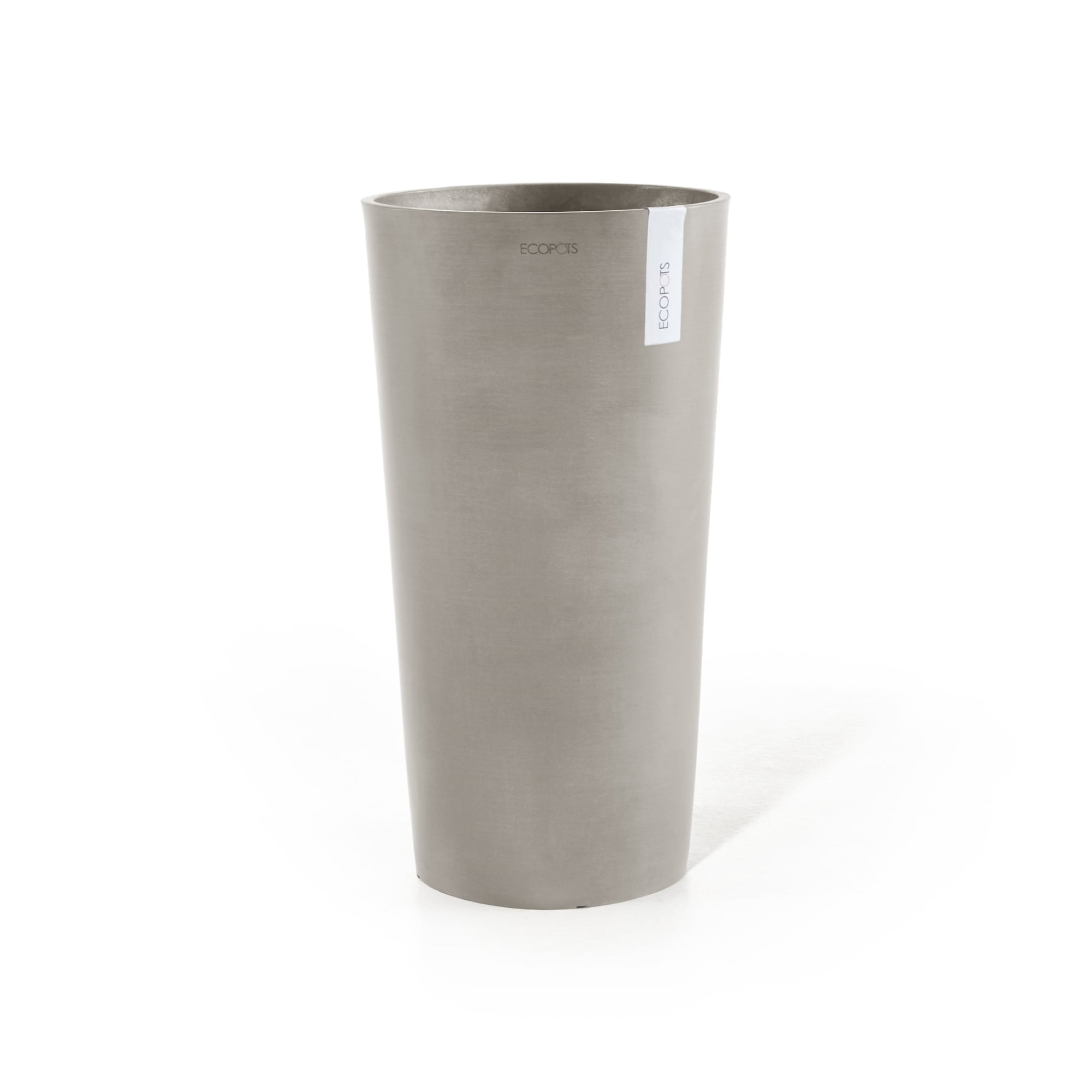 Ecopots Amsterdam Mid High Durable Modern Round Indoor/Outdoor Recycled Based Composite Flower Pot Planter, Taupe, 26"