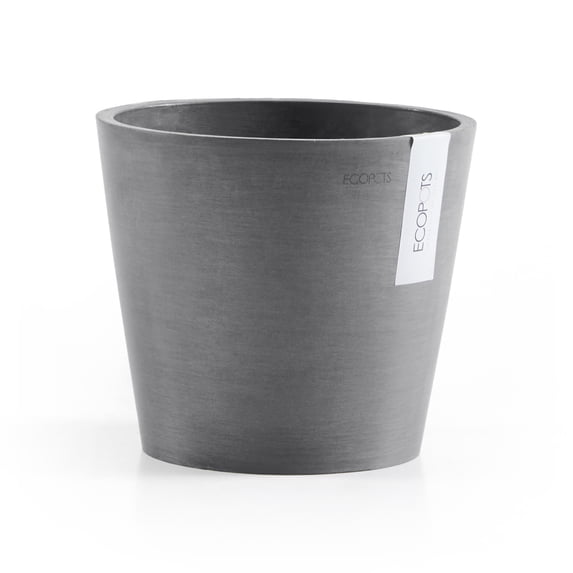 Ecopots Amsterdam Mini Durable Modern Round Recycled Based Composite Flower Pot Planter, Grey, 4"