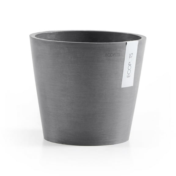 Ecopots Amsterdam Mini Durable Modern Round Recycled Based Composite Flower Pot Planter, Grey, 5"