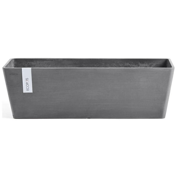 Ecopots Bruges Durable Modern Rectangular Indoor/Outdoor Recycled Based Composite Flower Pot Planter, Grey, 21.5"