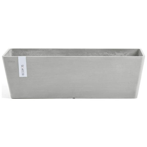 Ecopots Bruges Durable Modern Rectangular Indoor/Outdoor Recycled Based Composite Flower Pot Planter, Pure White, 17.75"