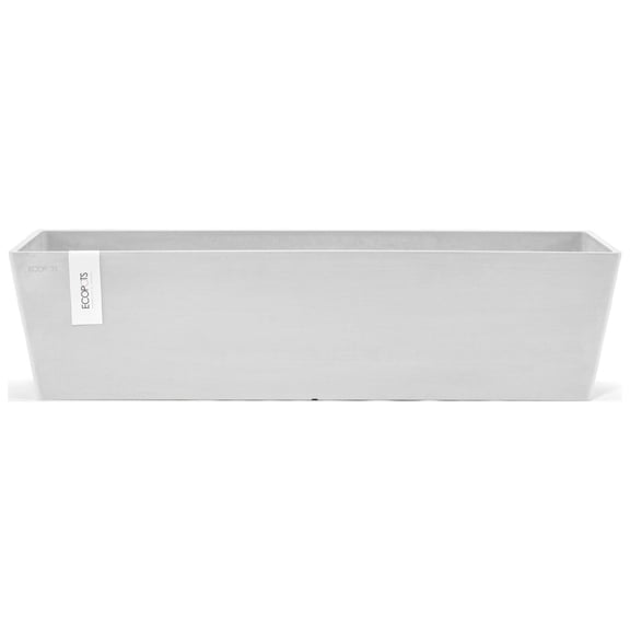 Ecopots Bruges Durable Modern Rectangular Indoor/Outdoor Recycled Based Composite Flower Pot Planter, Pure White, 31.5"