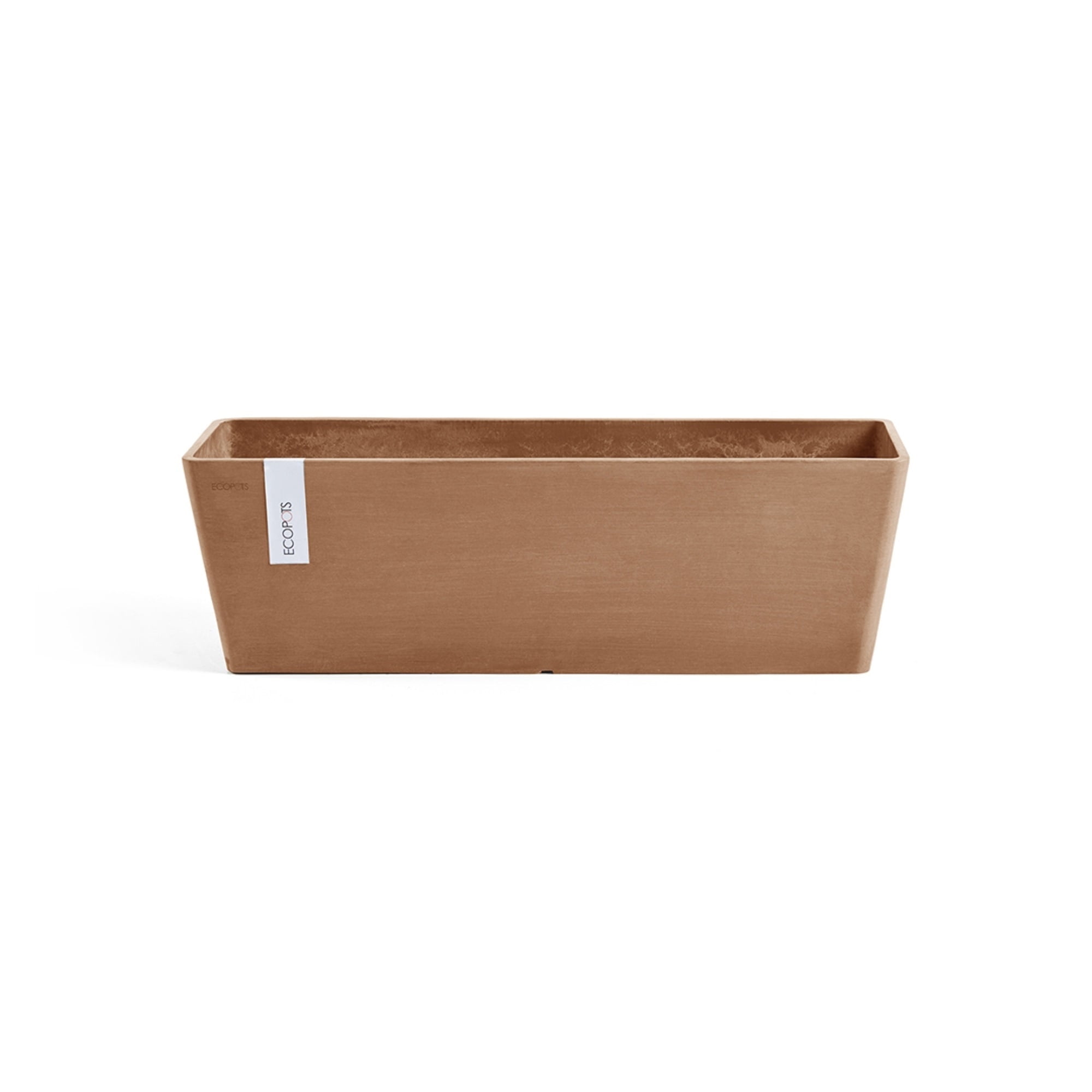 Ecopots Bruges Durable Modern Rectangular Indoor/Outdoor Recycled Based Composite Flower Pot Planter, Terracotta Color, 17.75"