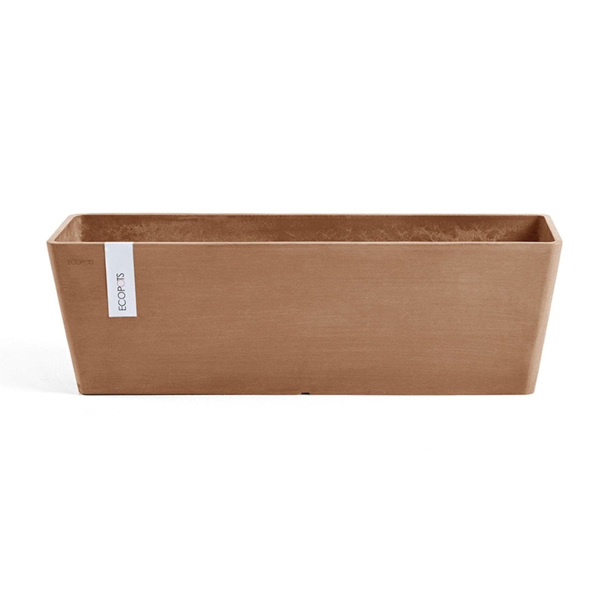 Ecopots Bruges Durable Modern Rectangular Indoor/Outdoor Recycled Based Composite Flower Pot Planter, Terracotta Color, 31.5"