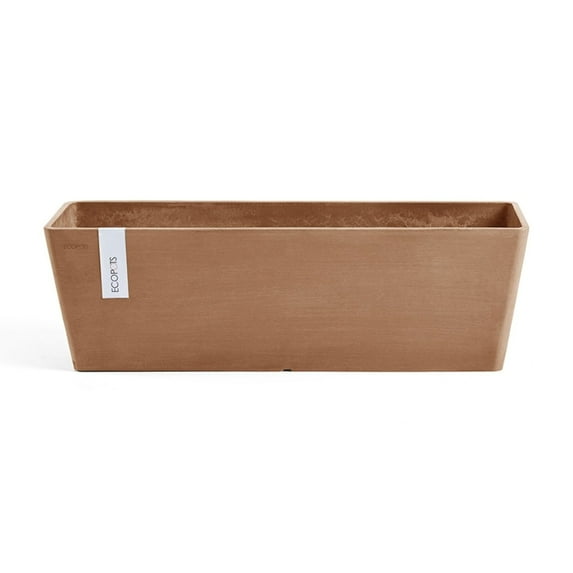 Ecopots Bruges Durable Modern Rectangular Indoor/Outdoor Recycled Based Composite Flower Pot Planter, Terracotta Color, 31.5"
