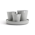 thumbnail image 1 of Ecopots Dubai Self Watering Durable Modern Round Indoor/Outdoor Recycled Based Composite Flower Pot Planters w/Wheels and Saucer, White Grey, 22", 1 of 4