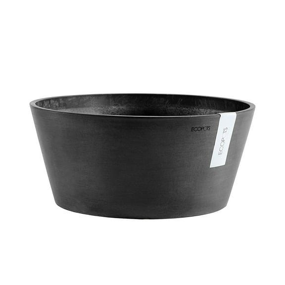 Ecopots Frankfurt Durable Modern Round Indoor/Outdoor Recycled Based Composite Flower Pot Planter, Dark Grey, 12"