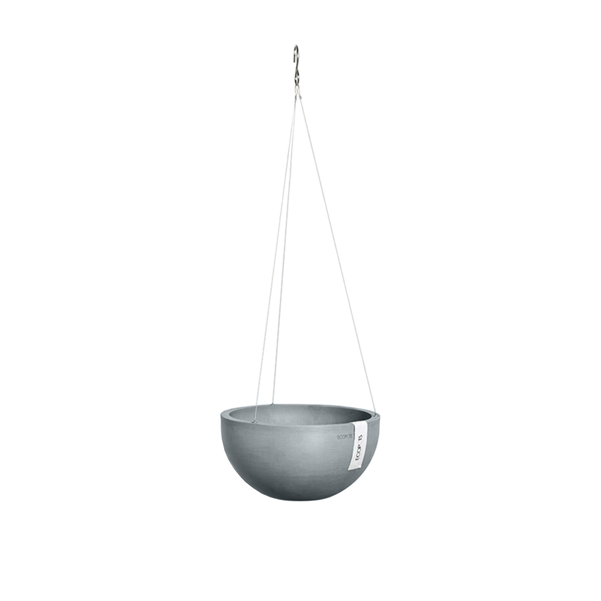 Ecopots Hanging Brussels Durable Modern Round Indoor/Outdoor Recycled Based Composite Flower Pot Planter, Slate Grey, 10.5"