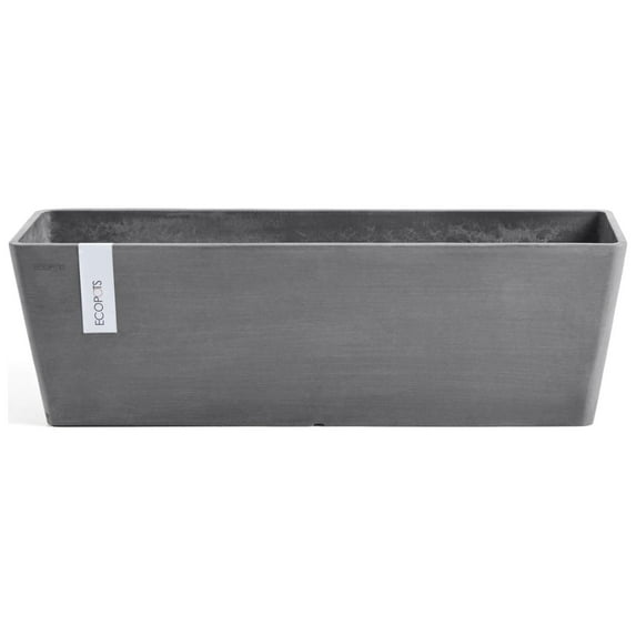 Ecopots Bruges Durable Modern Rectangular Indoor/Outdoor Recycled Based Composite Flower Pot Planter, Grey, 17.75"