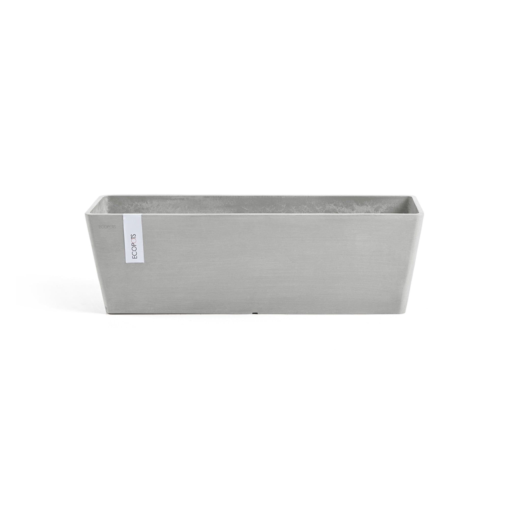 Ecopots Bruges Durable Modern Rectangular Indoor/Outdoor Recycled Based Composite Flower Pot Planter, White Grey, 31.5"