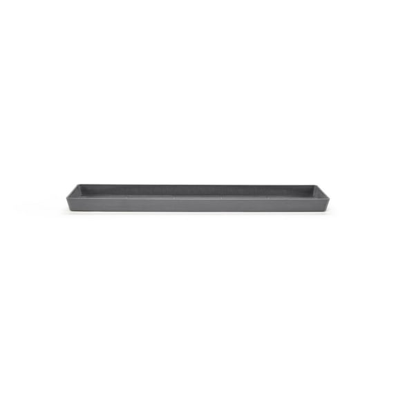 Ecopots Modern Recycled Plastic Rectangular Saucer, Grey, 31"