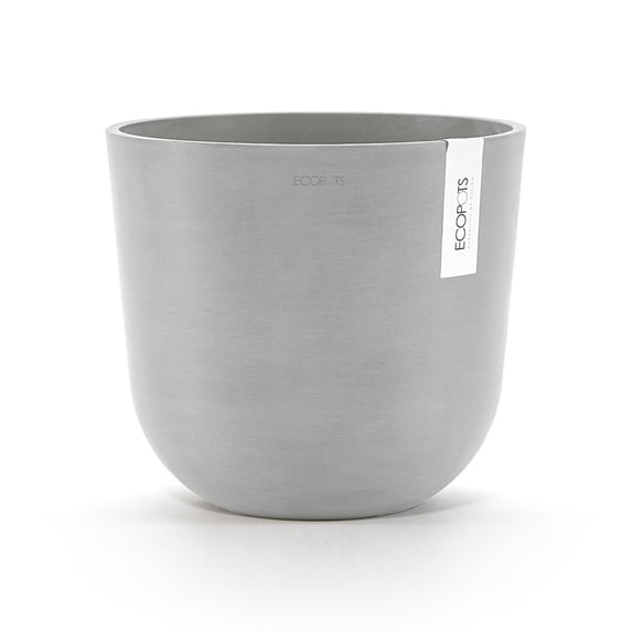 Ecopots Oslo 9.8" x 8.5" Round White Gray Plastic Modern Flower Plant Pot