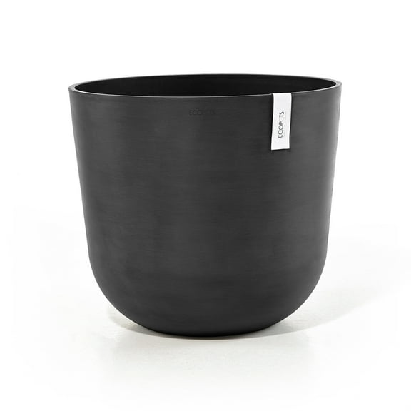 Ecopots Oslo Durable Modern Round Indoor/Outdoor Recycled Based Composite Flower Pot Planter, Dark Grey, 25.5"