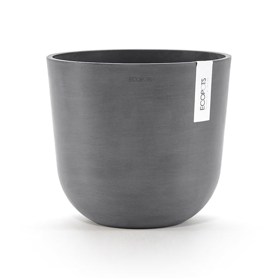 Ecopots Oslo Durable Modern Round Indoor/Outdoor Recycled Based Composite Flower Pot Planter, Grey, 10"