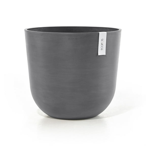 Ecopots Oslo Durable Modern Round Indoor/Outdoor Recycled Based Composite Flower Pot Planter, Grey, 17.75"