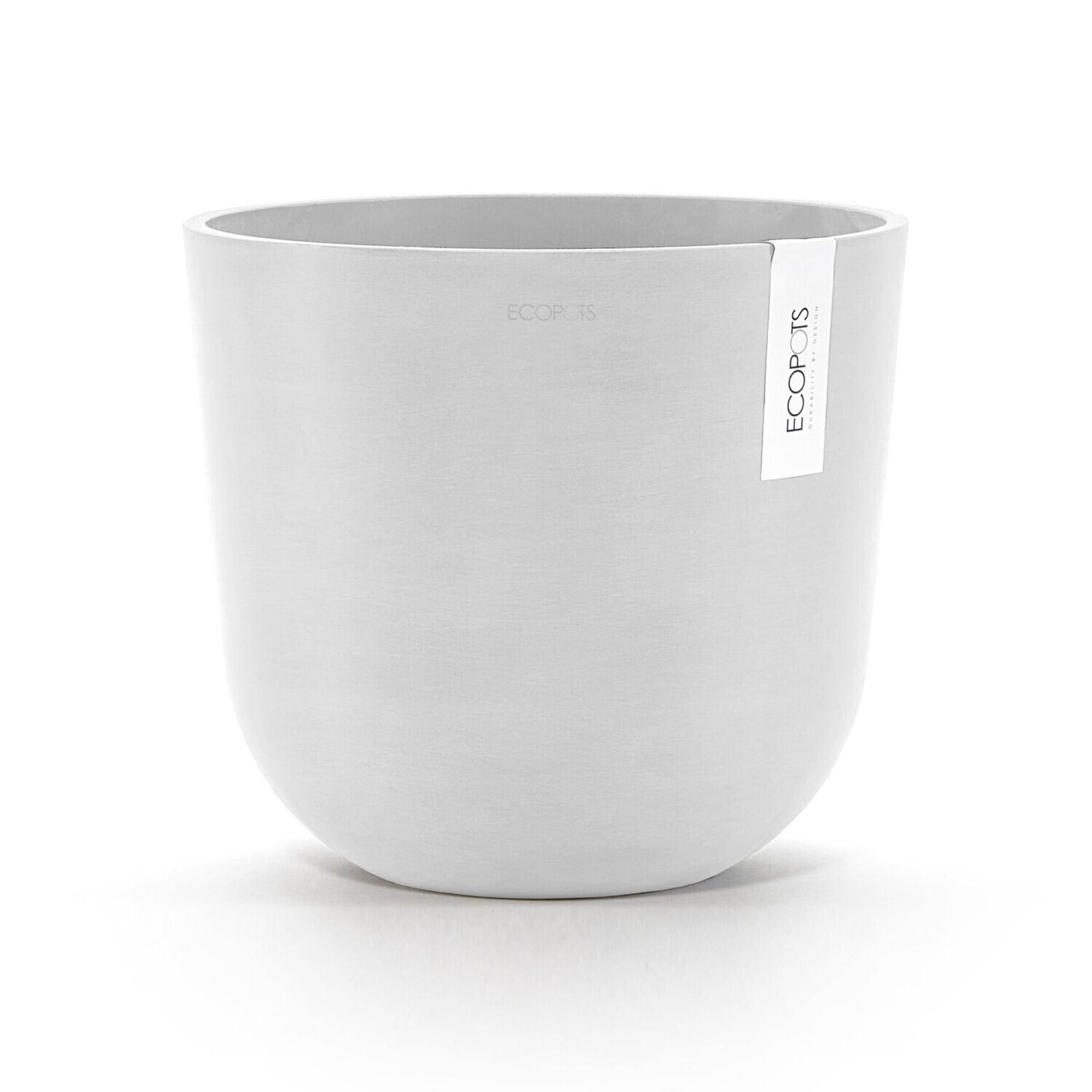 Ecopots Oslo Durable Modern Round Indoor/Outdoor Recycled Based Composite Flower Pot Planter, Pure White, 10"