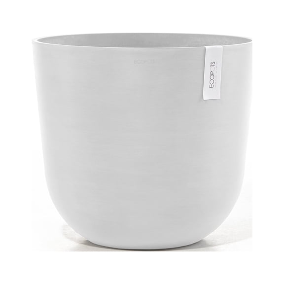 Ecopots Oslo Durable Modern Round Indoor/Outdoor Recycled Based Composite Flower Pot Planter, Pure White, 17.75""