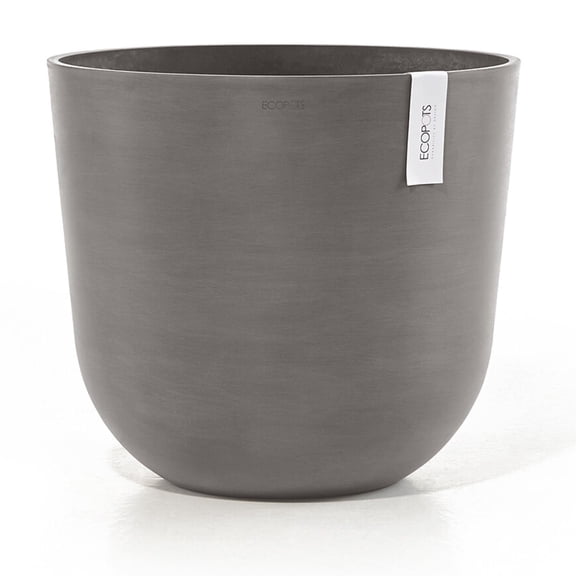 Ecopots Oslo Durable Modern Round Indoor/Outdoor Recycled Based Composite Flower Pot Planter, Taupe, 17.75"