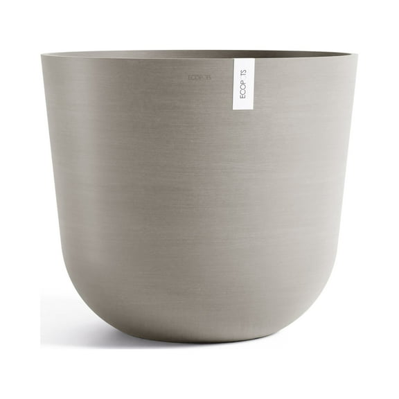 Ecopots Oslo Durable Modern Round Indoor/Outdoor Recycled Based Composite Flower Pot Planter, Taupe, 25.5"