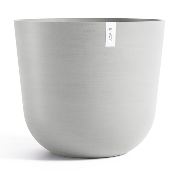 Ecopots Oslo Durable Modern Round Indoor/Outdoor Recycled Based Composite Flower Pot Planter, White Grey, 25.5"