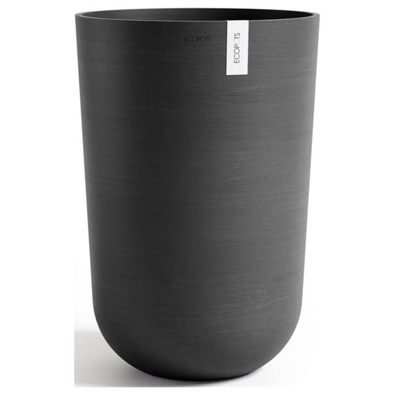 Ecopots Oslo High Durable Modern Round Indoor/Outdoor Recycled Based Composite Flower Pot Planter, Dark Grey, 20.5"